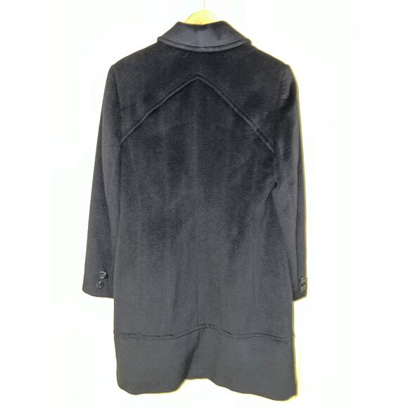 Jones New York Size 6 Small Wool Angora Peacoat Black Midi Coat Super Soft - Picture 5 of 10